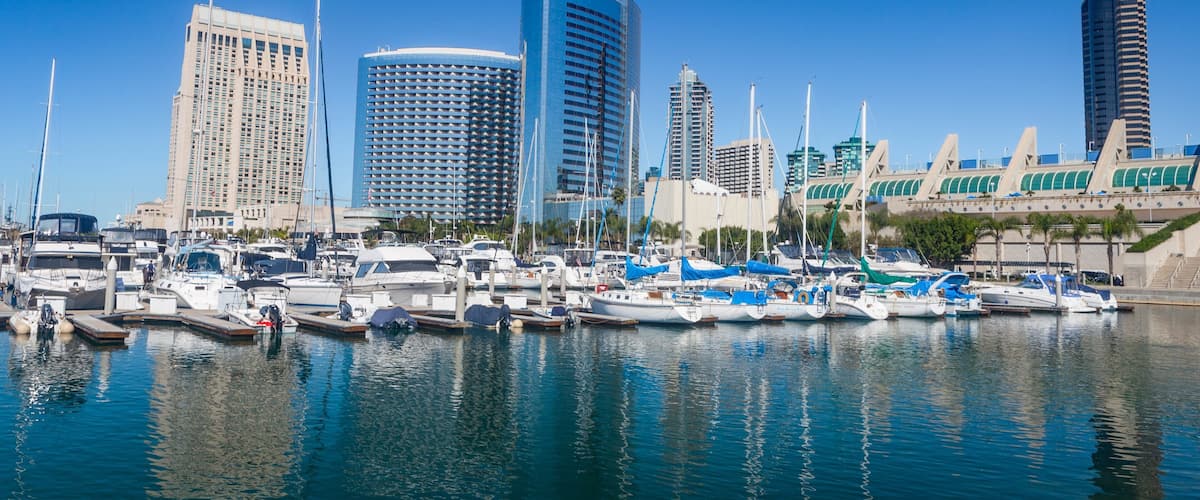 Marina District featuring a bay or harbor