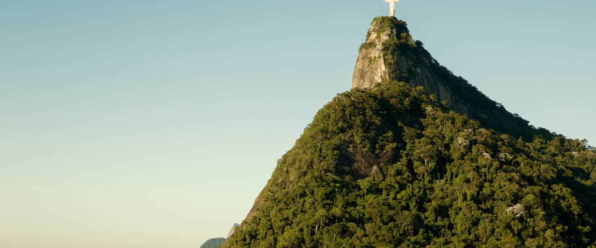 Panorama with Corcovado mountain in Rio de Janeiro, Brazil