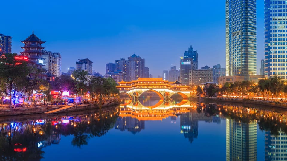 Urban architectural landscape of Jinjiang, Chengdu..