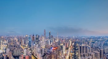 Aerial photography of Guangzhou city center skyline at night