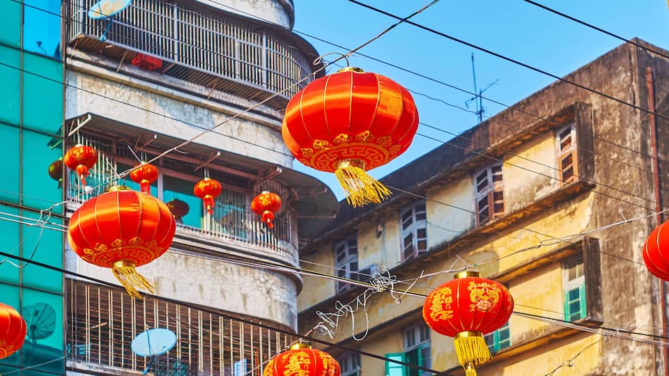 Beautiful festival lanterns in Yangon, Myanmar