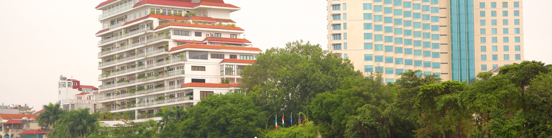 Tay Ho showing a city and a lake or waterhole