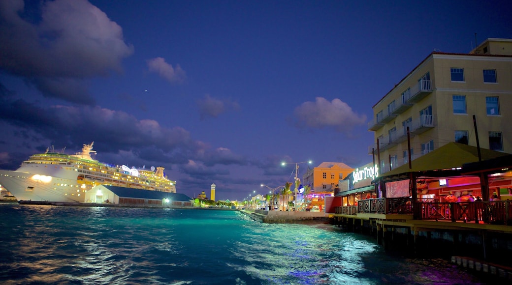 Nassau featuring night scenes, general coastal views and cruising