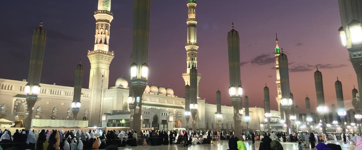 Prophet's Mosque at sunset. 
Tranquility and inner peace is what I found here.