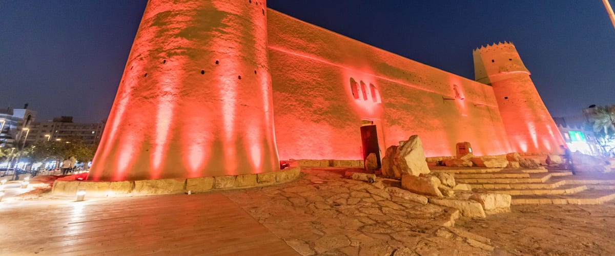 Evening view of Masmak Fort in Riyadh, Saudi Arabia