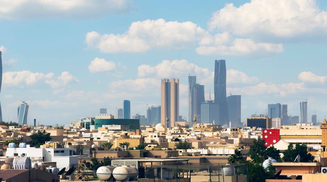 Riyadh, Saudi Arabia, KSA - November 21, 2017 buildings group from Worood district and Uroba road in Riyadh