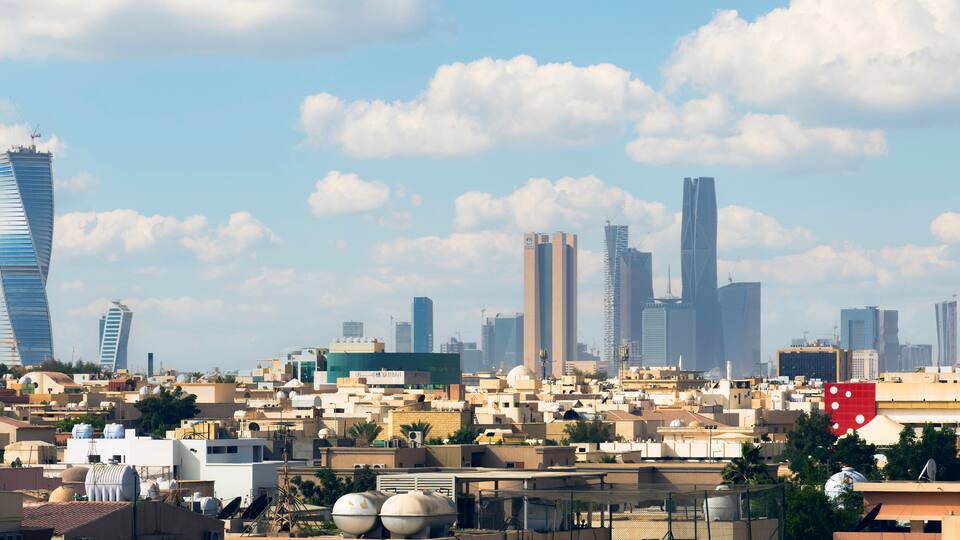 Riyadh, Saudi Arabia, KSA - November 21, 2017 buildings group from Worood district and Uroba road in Riyadh