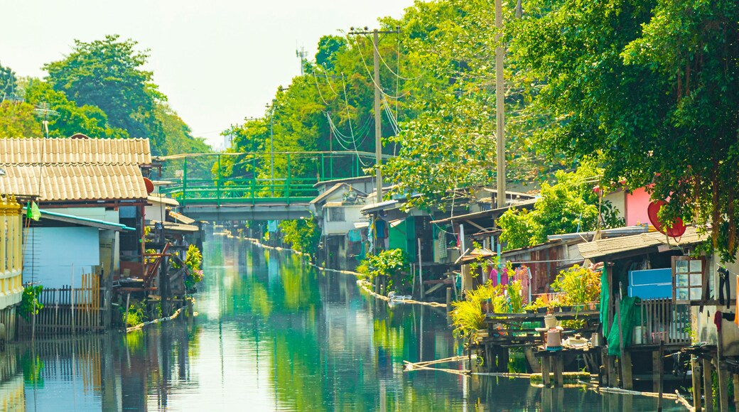 Life along Prem Prachakon canal river Don Mueang Bangkok Thailand.