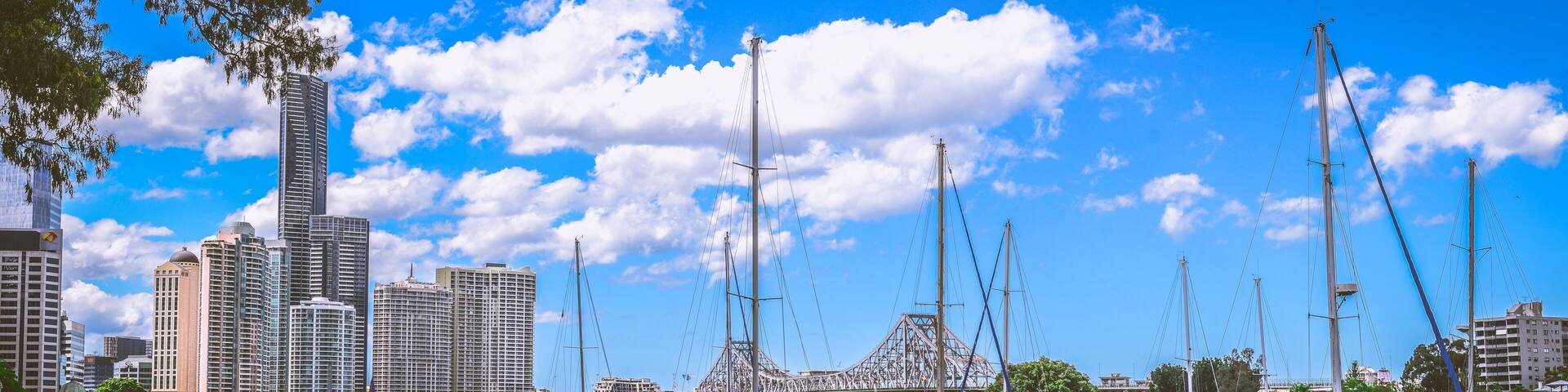 Modern buildings located by Brisbane river