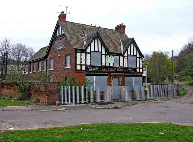 Halfway House, 80 Britannia Road, Darnall It's not clear what this was halfway to, but it's a very depressing sight. The owners seem to have lost all interest and as long ago as 2006 the City Council had to put up fencing to stop a serious fly-tipping problem. At one time it was a very popular pub with a beer garden and crown green bowling. Today, looking from the outside, you can see huge holes in the roof, so the inside must be in a very poor state. On a Sheffield forum someone says it is about to be pulled down which, given the number of pubs in Darnall which are closed but in better condition, does seem very plausible. What a great pity.