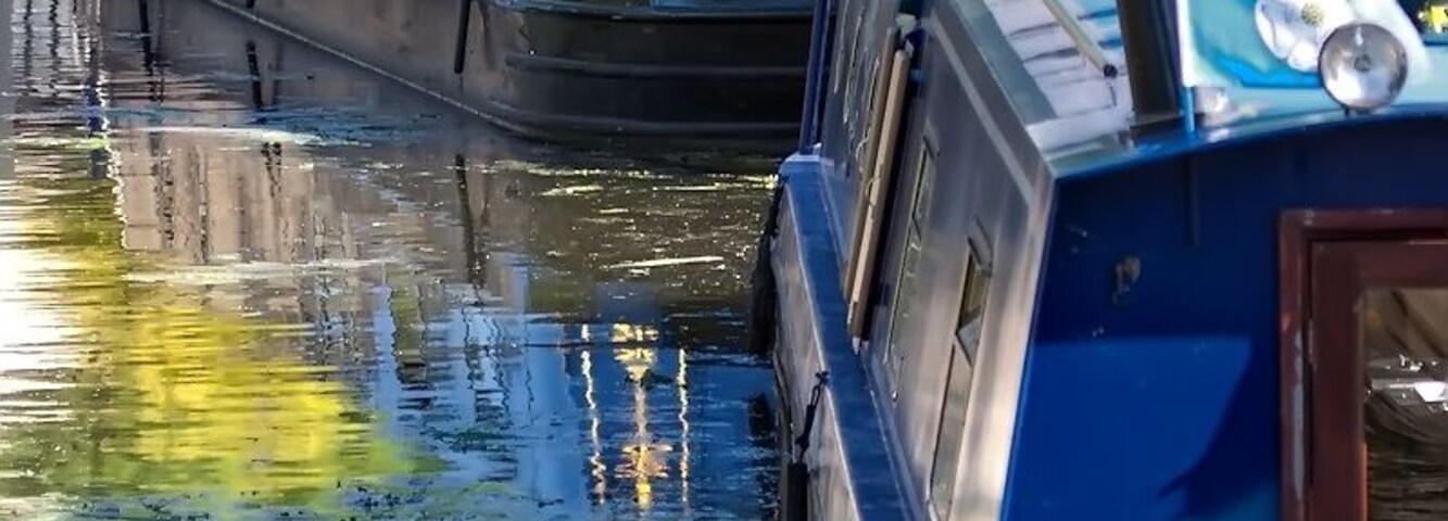 Barges moored at Rodley. Near Leeds in West Yorkshire