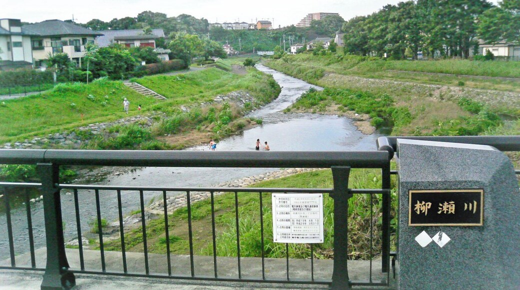 Yanase River - seeing lower reaches from Kiyose Bridge, - border of Kiyose city, (Tokyo), and Tokorozawa city, (Saitama), Japan.