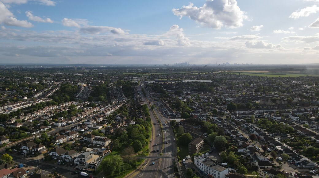 Aerial Drone Footage of Romford Residential Area, East London, United Kingdom
