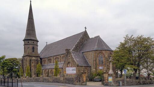 St John the Baptist's parish church, Manchester Road, Baxenden, Lancashire, seen from the east