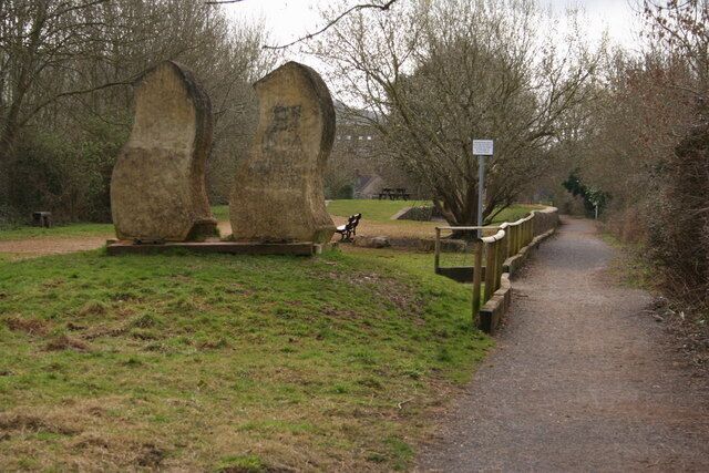 Artwork at Winscombe Station Looking south with the remains of the station in the background.