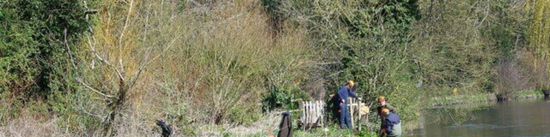 Men at work, Durnford Mill Working on the River Avon near Durnford Mill.