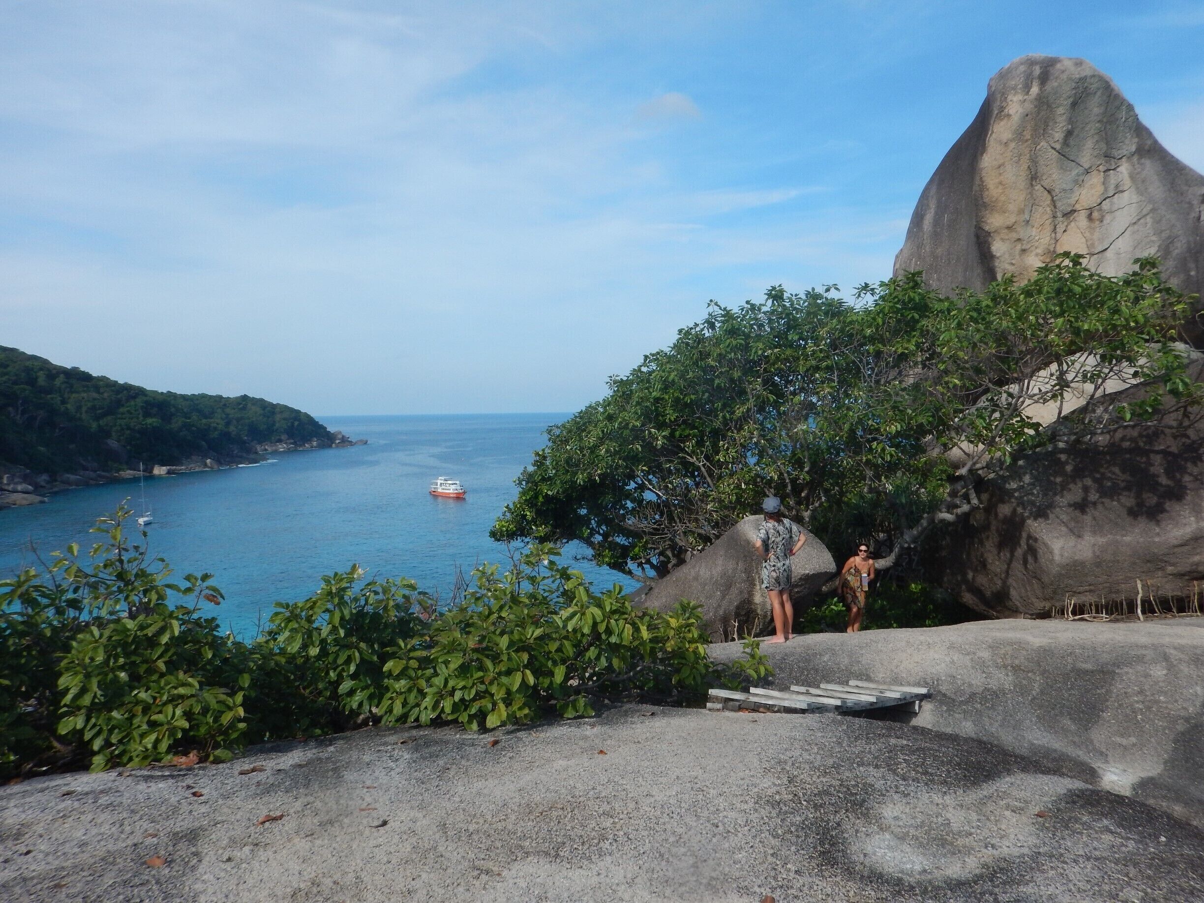 During a liveaboard in the Similans we stopped at an island with a Donald Duck faced rock. You can climb up to this viewpoint. It is amazing!