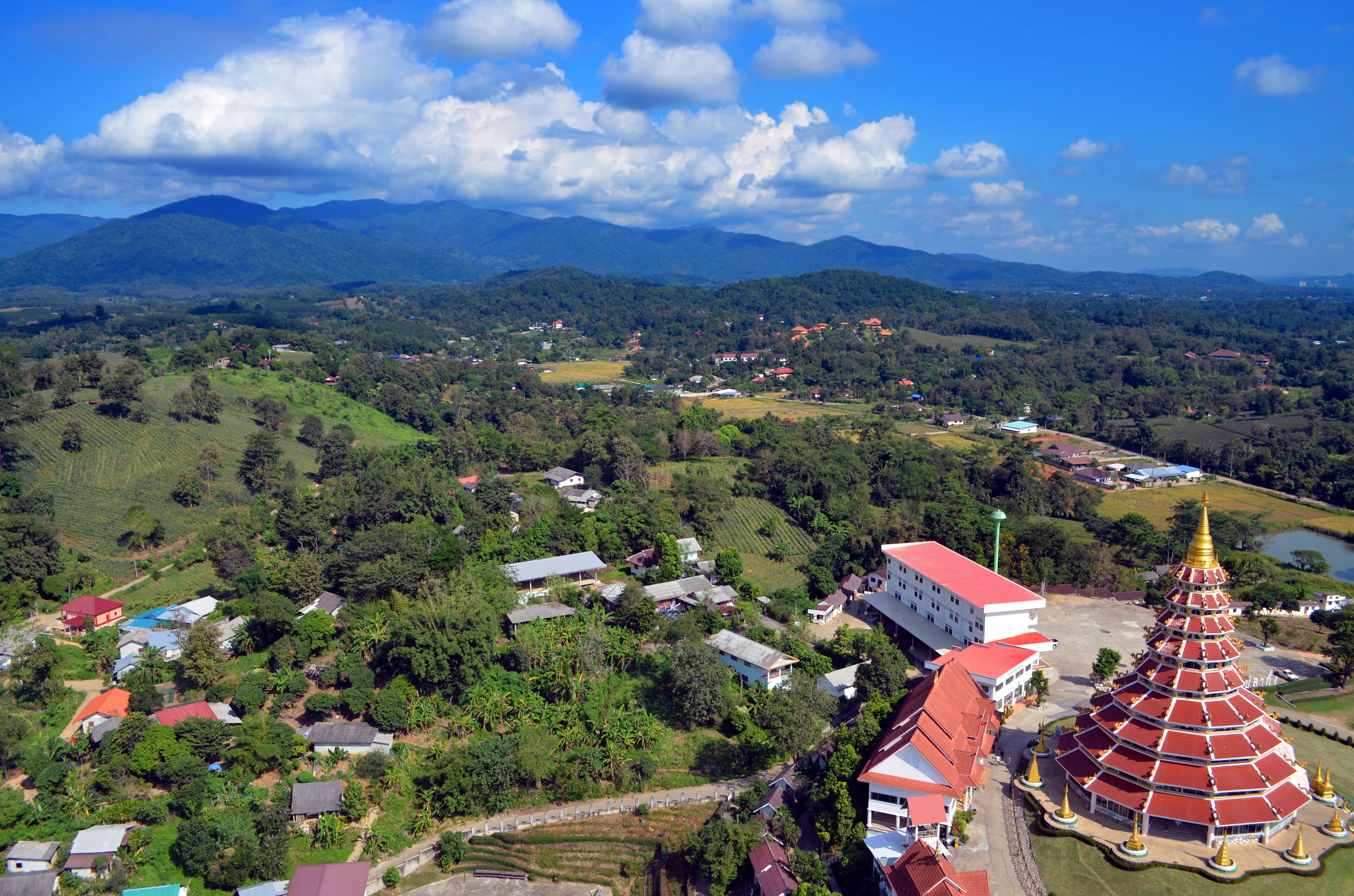 Chiang Rai, Thailand - View from Wat Huai Pla Kang Guan Yin Statue