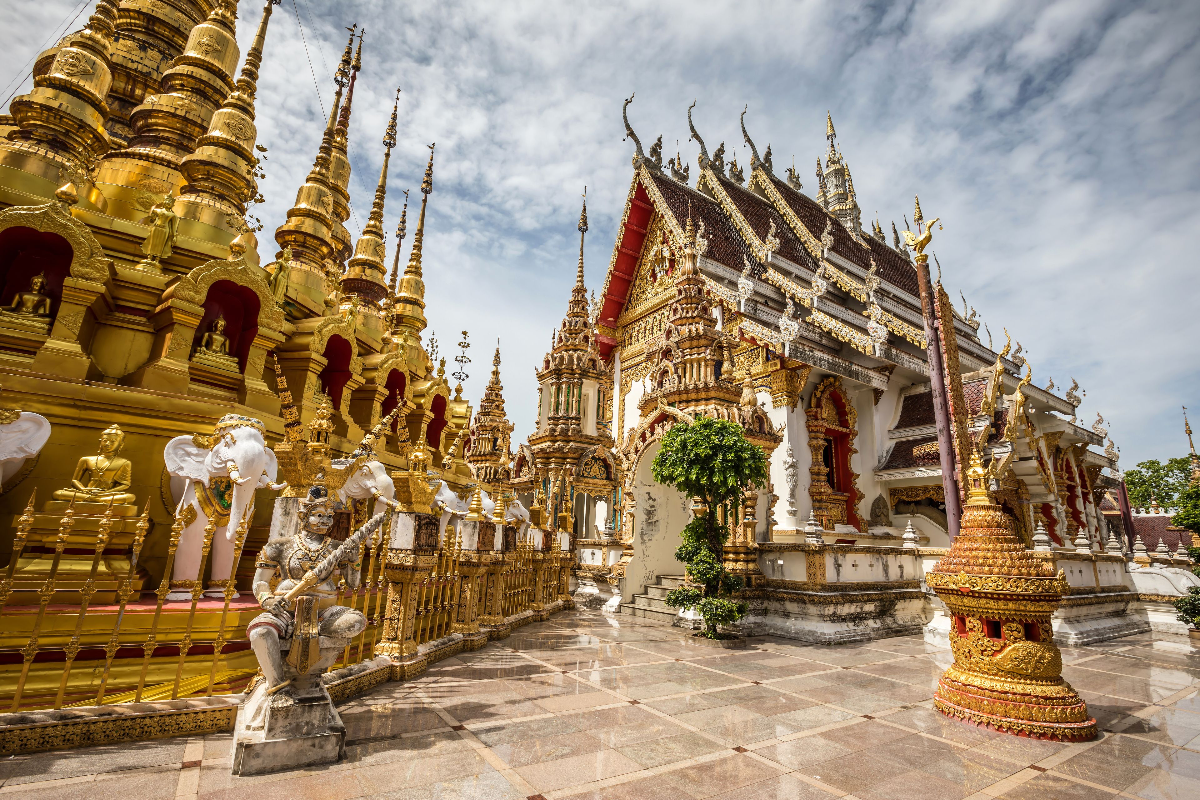 Wat phra that suthon mongkol keeree in aerial view, Phrea province, Thailand.