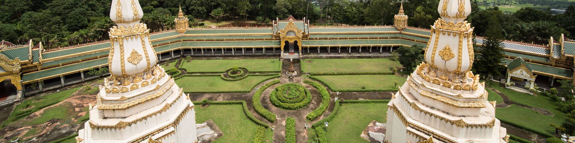Phra Maha Chedi Chai Mongkol, one of the largest chedis (pagoda) in Thailand, in Amphoe Nong Phok, Roi Et Province in northeast Thailand.