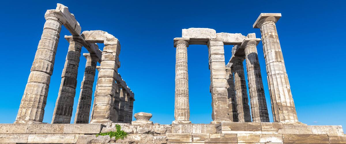 Panorama of the ancient temple of Poseidon