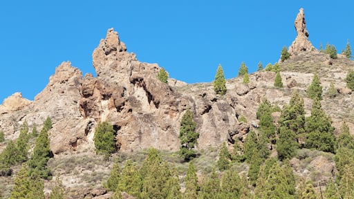 Rock formation north of Ayacata, Tejeda, Gran Canaria, Canary Islands, Spain. On the right side the so called "El Monje" or "El Fraile" (The Monk).