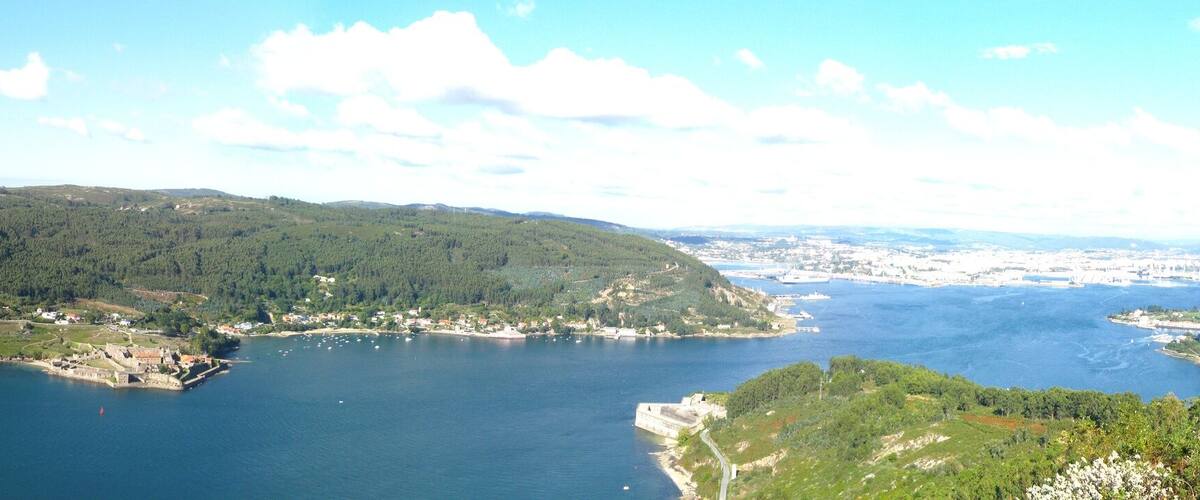 Ria of Ferrol, in Galicia, Spain. In the picture appears the castle of A Palma and the castle of San Felipe.