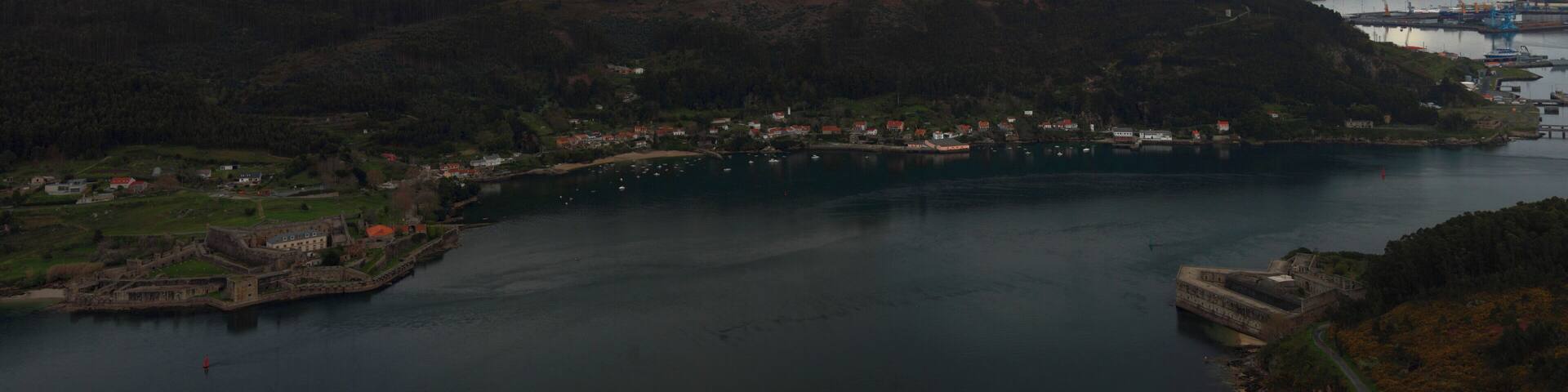 Ria of Ferrol, in Galicia, Spain. In the picture appears the castle of A Palma and the castle of San Felipe.