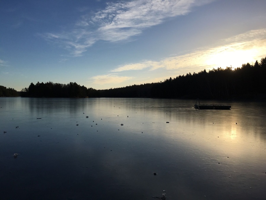 This is the pond within the Velamsund nature preserve south-east of Stockholm. Frozen in December here, but great swimming, farm and exploring nearby.