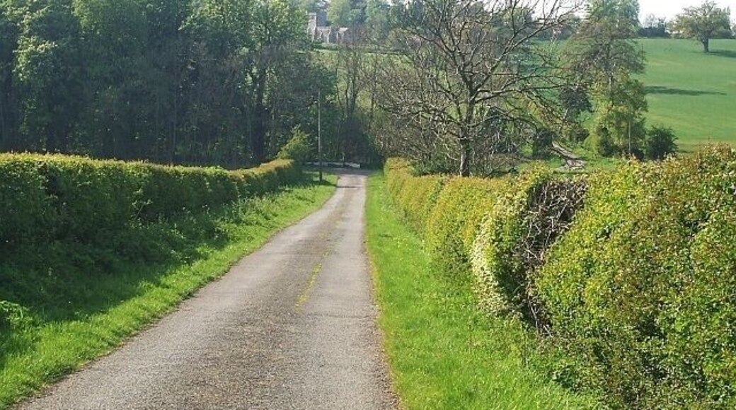 Lane from Battlesden to its Church This is an uncharacteristically straight bit of the lane through Battlesden to its church. The church can just be seen directly ahead but in a somewhat elevated position.