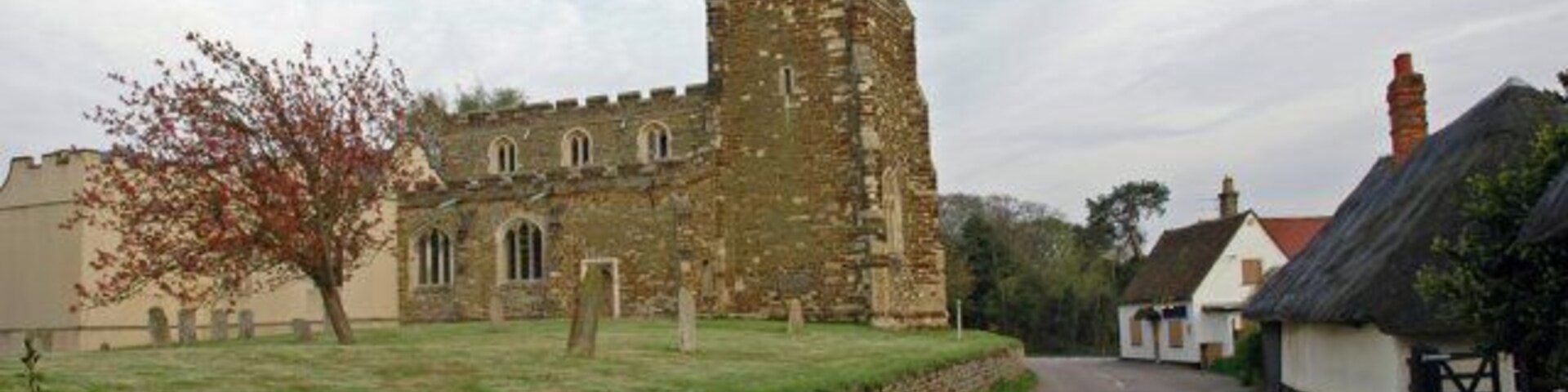 Flitton Church and surrounds. Flitton church has an attached mausoleum (visible on the left) for the de Grey family of Wrest Park, Silsoe.