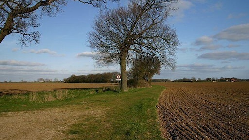 Byway to Mendlesham Green Known as Hundred Lane, this restricted byway leads eastwards from the end of a no through road.