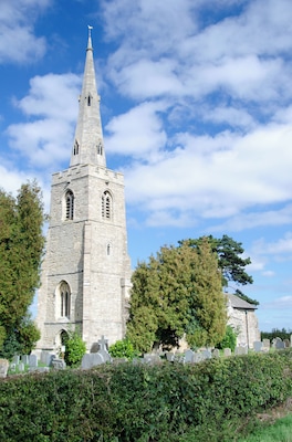 All Saints parish church, Little Staughton, Bedfordshire, seen from the southwest