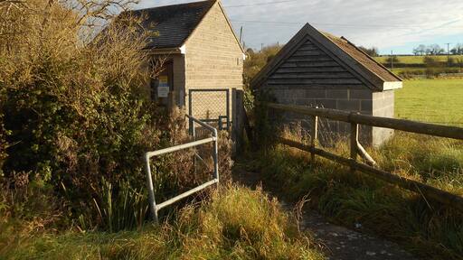 Sewage pumping station beside Wagg Drove, near Igstock Farm, Huish Episcopi, Somerset, England.