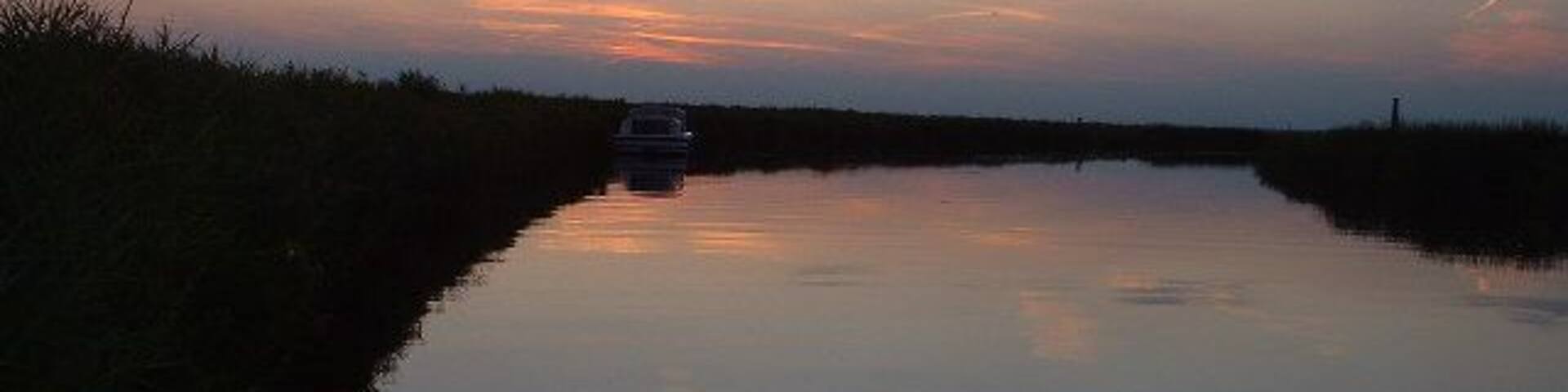 Evening light on the Waveney. Black Mill in the distance. The Broads are wonderfully atmospheric at all times of day.