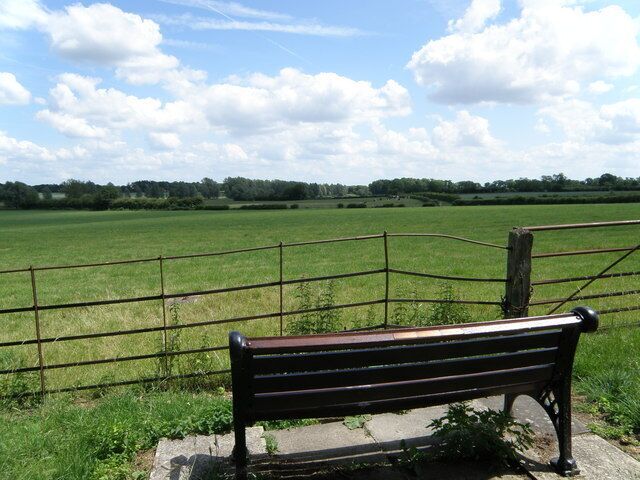 Village seat on Church road, Stevington The view looks out over the Ouse valley towards Oakley