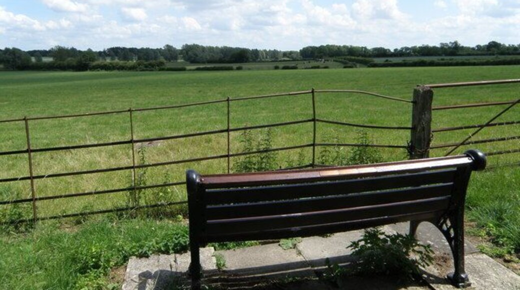 Village seat on Church road, Stevington The view looks out over the Ouse valley towards Oakley