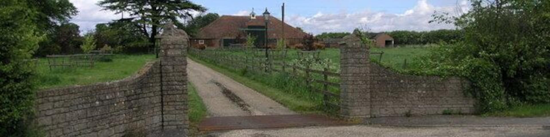 Newton Hall. The entrance to Newton Hall with a cattle grid preventing the Highland cattle from wandering.