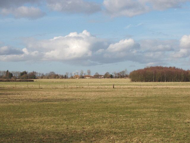 Burton's Farm, Little Chalfont, from Lodge Lane. View north-west over fields towards Burton's farm