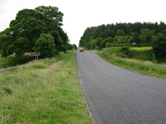 Crossroads on the A68 near Colwell The B6342 to Colwell turns left and the A6079 to Chollerton turns right at the crossroads.