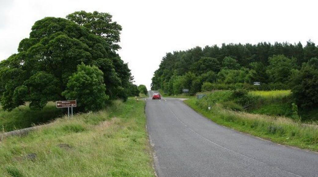 Crossroads on the A68 near Colwell The B6342 to Colwell turns left and the A6079 to Chollerton turns right at the crossroads.