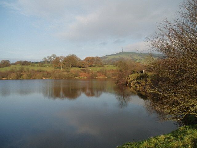 Bosley Reservoir (South east end) The telecommunications mast is on Croker Hill.