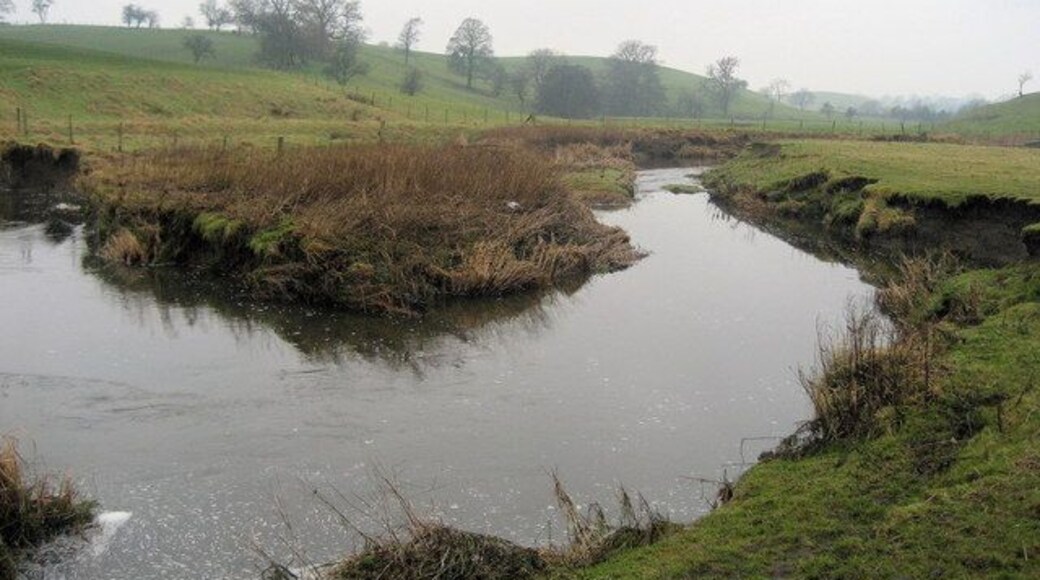 Stock Beck below Aynhams Hill The beck just before it flows under the A59 at Monk Bridge on its journey towards the River Ribble near Gisburn.