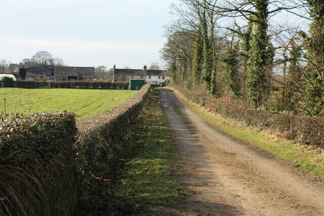 Lane to Sturzaker House Sturzaker is a fairly common surname in this area. The main house lies to the left.
