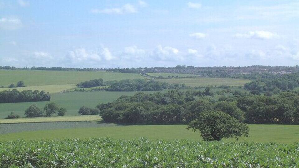 Crank. taken from 511995 on the edge of Crank Cavern woods looking north east towards Billinge
