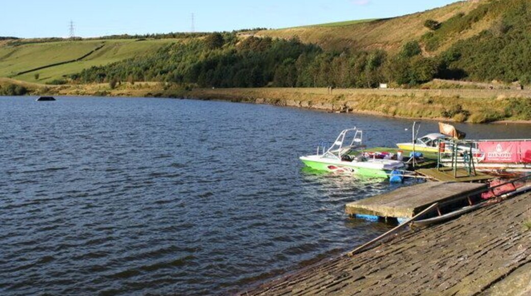 Cowm Reservoir and Water Ski Boats The reservoir is no longer used to store drinking water. It is instead open during the summer months for water ski-ing and is the northern training site for the British Disabled Water Ski Association.