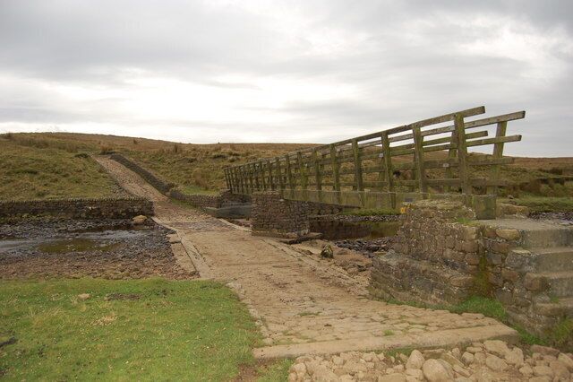 Dales Way Footbridge and ford across Gayle Beck. The ford is in the civil parish of Horton in Ribblesdale, although geographically nearer Ribblehead than Horton.