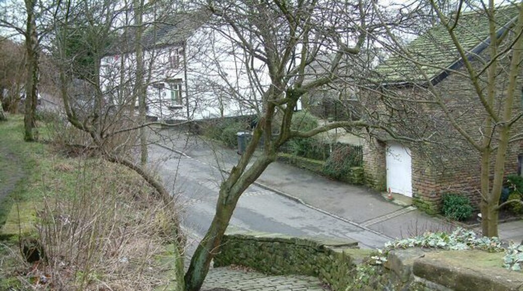 Footpath down from St Michael & All Angels parish church, Church Brow, Mottram in Longdendale, Greater Manchester