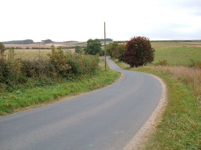 Minor Road towards Holme on the Wolds, East Riding of Yorkshire, England.
