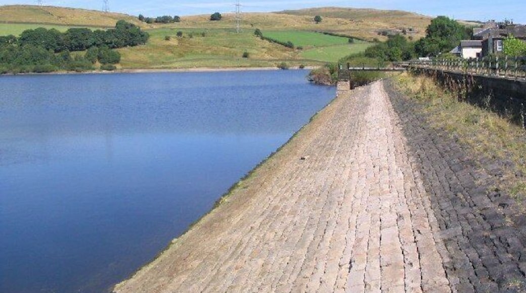 Ogden Reservoir. This picture was taken from the top of the dam at SD 95192 12212 looking NE along the shoreof the dam.